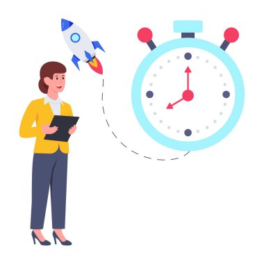 Başlangıç zamanının düz tasarım simgesi