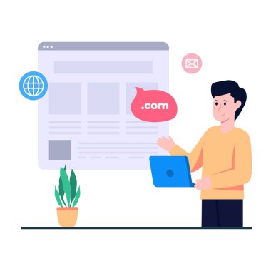 Web alan adının düzenlenebilir tasarım illüstrasyonu