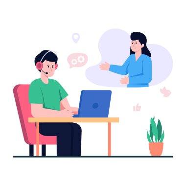 Destek sohbetinin trend vektör tasarımı