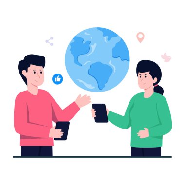 Modern tasarımda küresel sohbet illüstrasyonu