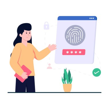 Düz dizaynlı güvenli giriş çizimi