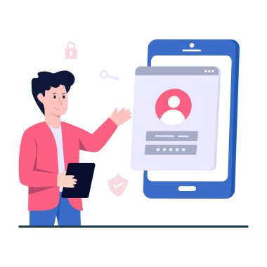 Düz dizaynlı güvenli giriş çizimi