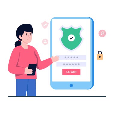 Mobil giriş ve düz tasarım vektörlerinin kavramsal çizimi