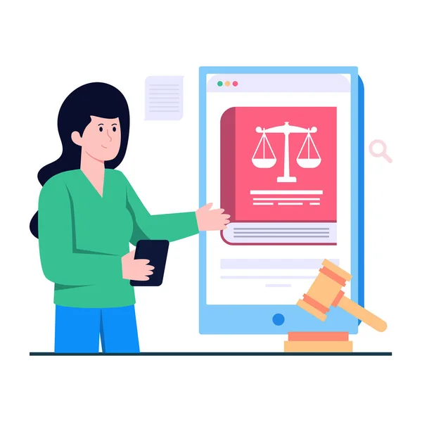 Τέλεια Σχεδίαση Εικονογράφηση Του Online Δικαίου — Διανυσματικό Αρχείο