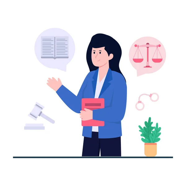 Σχεδιασμός Εικονογράφησης Γυναικείου Δικηγόρου — Διανυσματικό Αρχείο
