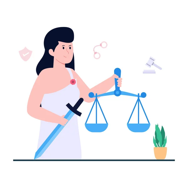 Τέλεια Σχεδίαση Εικονογράφηση Της Γυναίκας Σύμβολο Της Δικαιοσύνης — Διανυσματικό Αρχείο
