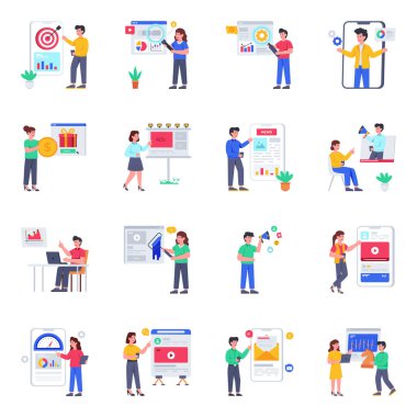 Pazarlama Düz Çizimler Paketi