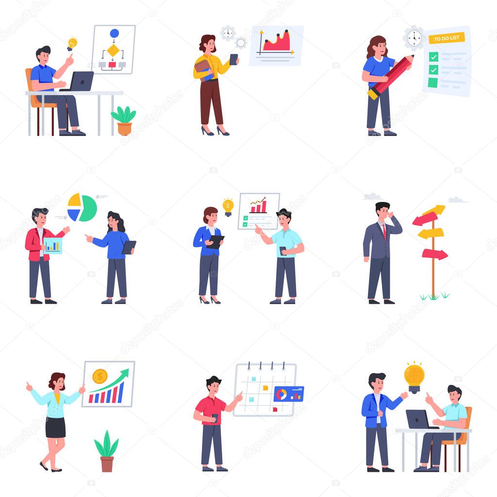 Pack of Business and Finance Flat Illustrations
