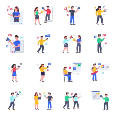 Sosyal Medya Düz Çizimler Paketi