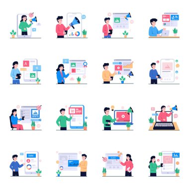 Pazarlama Düz Çizimler Paketi