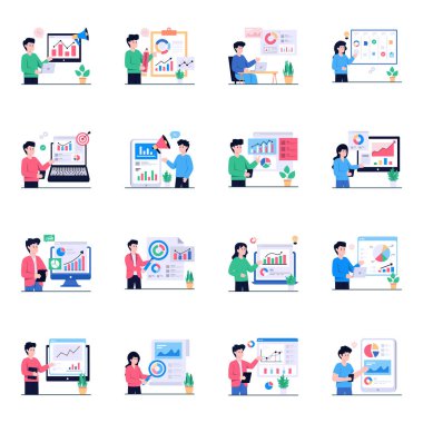 İş ve Pazarlama Düz Çizimler Paketi