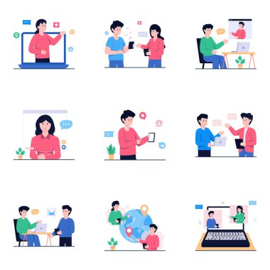 İletişim ve Tartışma Düz Çizimler Paketi