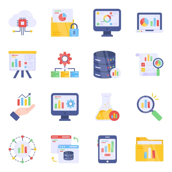 Pack Big Data Flat Icons — Stock Vector