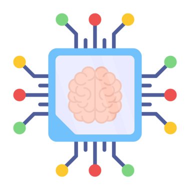 Beyin işlemcisinin kavramsal düz tasarım simgesi