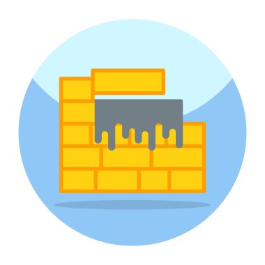 Duvar inşaatının düz yuvarlak simgesi