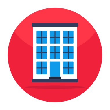 Şehir binasının renkli tasarım simgesi