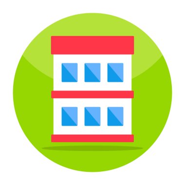 Şehir binasının renkli tasarım simgesi