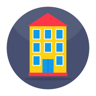 Şehir binasının renkli tasarım simgesi