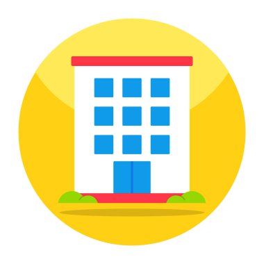 Şehir binasının renkli tasarım simgesi