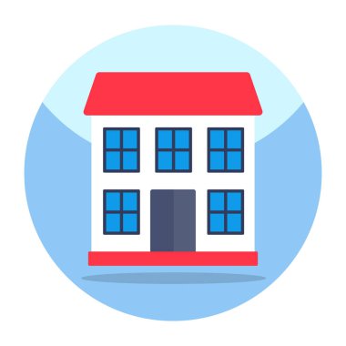 Şehir binasının renkli tasarım simgesi