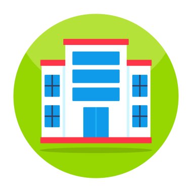 Şehir binasının renkli tasarım simgesi