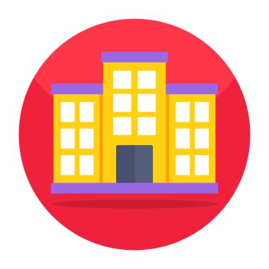 Şehir binasının renkli tasarım simgesi