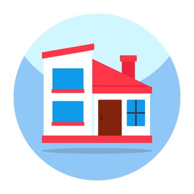 Şehir binasının renkli tasarım simgesi