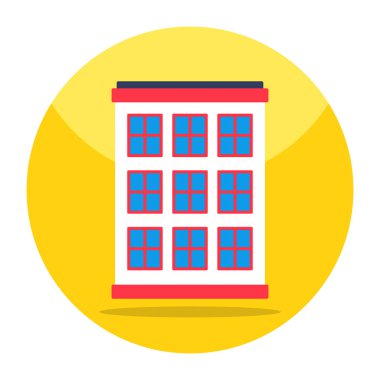 Şehir binasının renkli tasarım simgesi