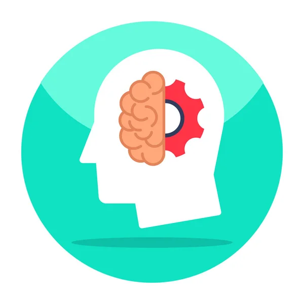 Mind Gear Flat Design Εικονίδιο Της Ανάπτυξης Του Εγκεφάλου — Διανυσματικό Αρχείο