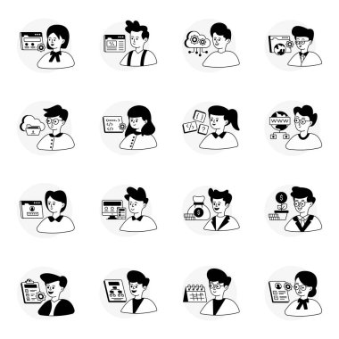 Pack of Business and Management Glyph Line Icons