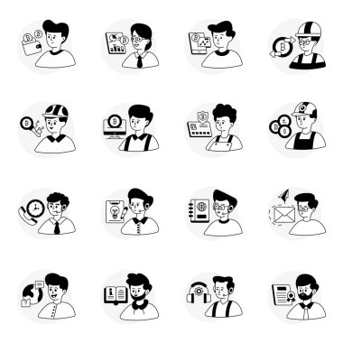Pack of Bitcoin Glyph Line Icons