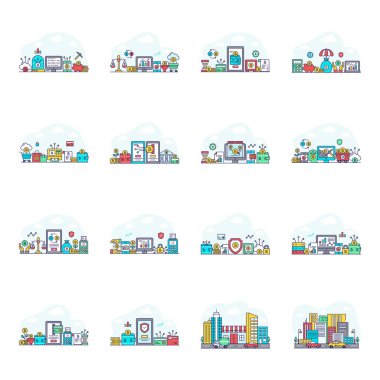 Pack of Bitcoin Flat Illustrations