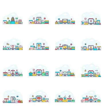 Pack of Security Flat Illustrations