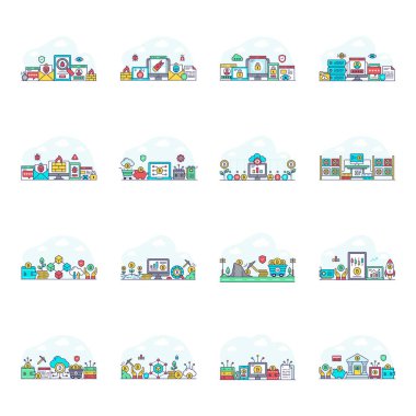 Pack of Cryptocurrency Flat Illustrations