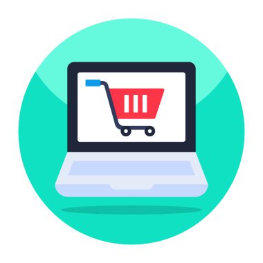 Colored design icon of online shopping