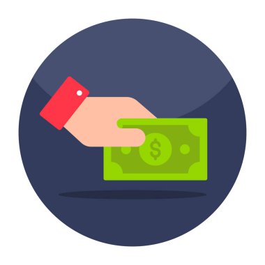 Hand with banknote denoting concept of giving money