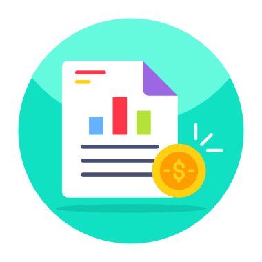 Flat design icon of financial report