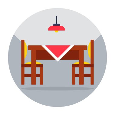 A colored design icon of dining table 