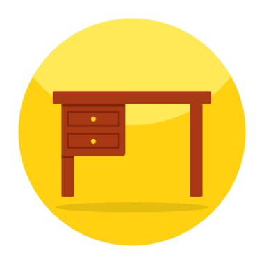 Flat rounded icon of drawer table 