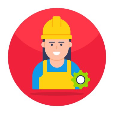Avatar wearing hard hat, icon of labor