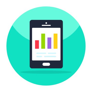 An editable design icon of mobile business report 