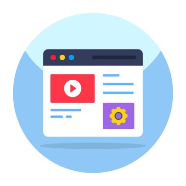 Flat design icon of web video 