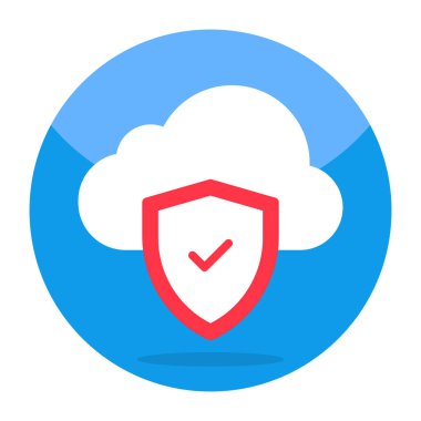 Vector design of shield with cloud, icon of cloud security 