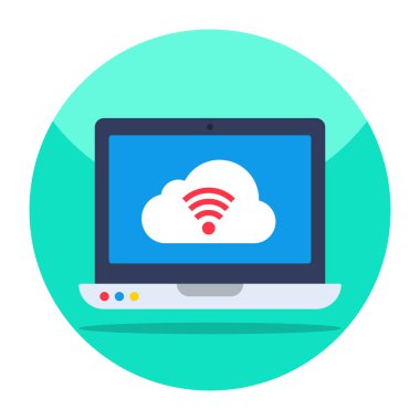 Creative design icon of cloud connected laptop 