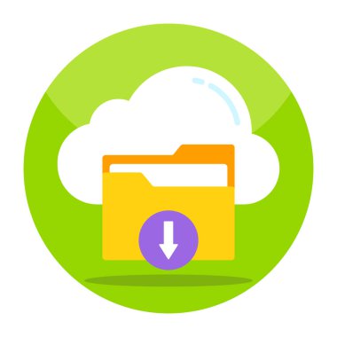 An icon design of cloud folder download 