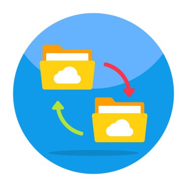 Conceptual flat design icon of cloud folder transfer 