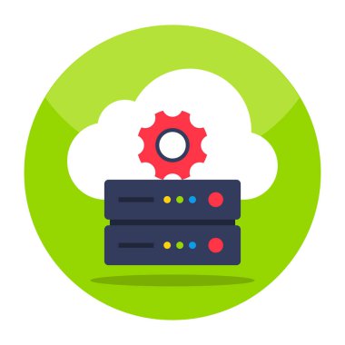 SQL with gear and cloud, icon of cloud server management 
