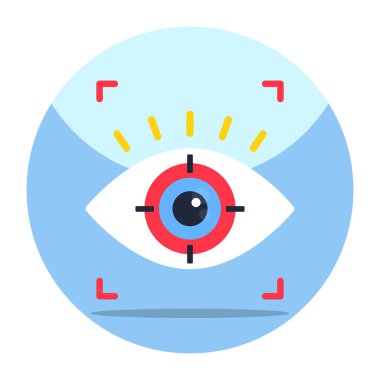 A colored design icon of iris recognition