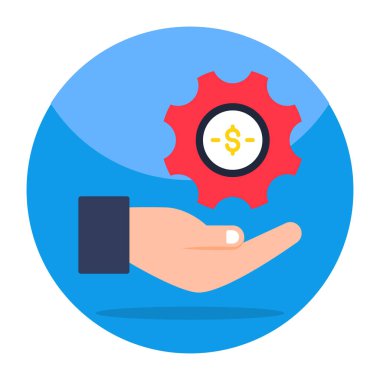 Gear on hand, icon of support 