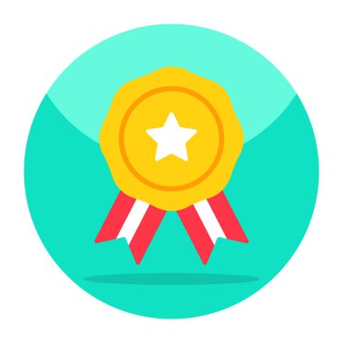 Flat design icon of star badge 